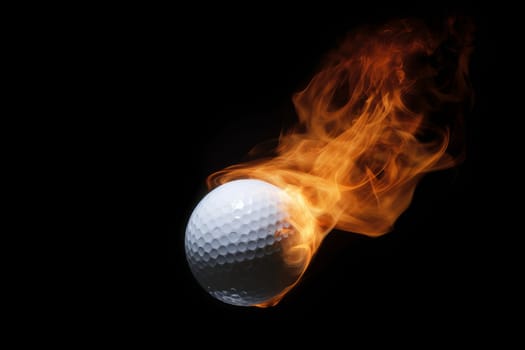 Golf ball fly flame. Fame grass. Generate Ai