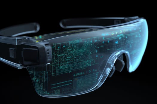 Holographic tech glasses. Digital robot. Generate Ai