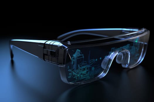 Holographic tech glasses future. Modern vision. Generate Ai