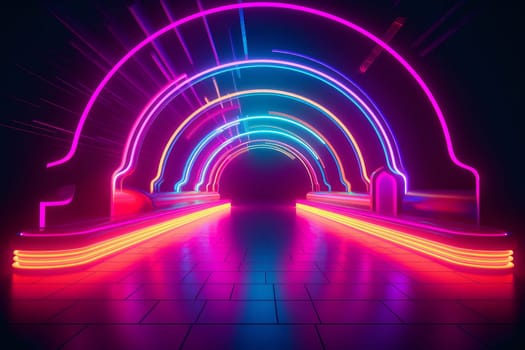 Neon tube. Futuristic design color. Generate Ai