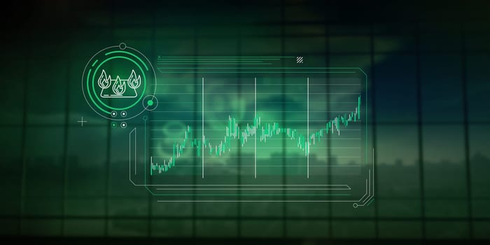 Small and simple infographics showing the abstract dynamics of price increases in natural gas trading.