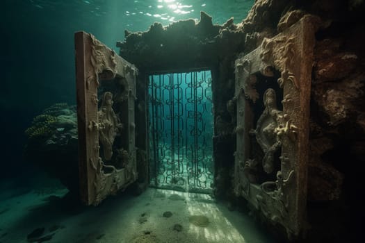 Underwater gates nature. Tropical diving. Generate Ai