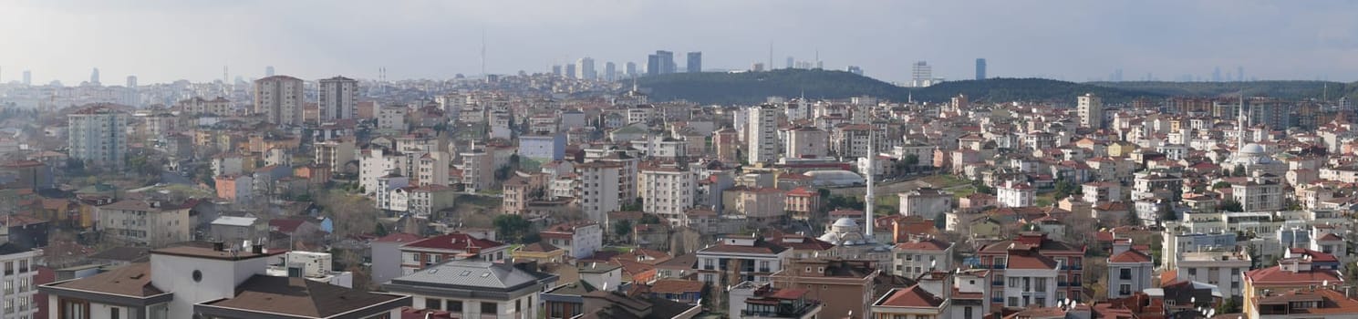 panorama of f Istanbul residential buildings .