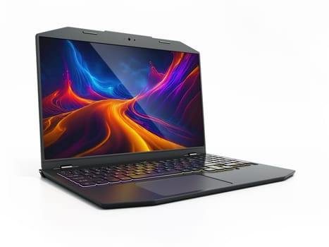 Generic gaming laptop computer isolated on white background. 3D illustration.
