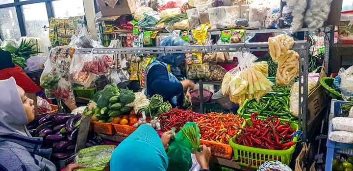 Surakarta, Central Java, Indonesia, 02 June 2023, Kadipolo Wet market Asian local people buy and sell their daily needs