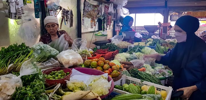 Surakarta, Central Java, Indonesia, 02 June 2023, Kadipolo Wet market Asian local people buy and sell their daily needs