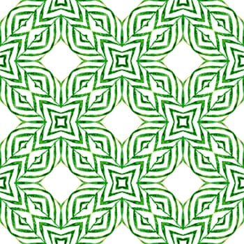 Textile ready positive print, swimwear fabric, wallpaper, wrapping. Green perfect boho chic summer design. Watercolor medallion seamless border. Medallion seamless pattern.