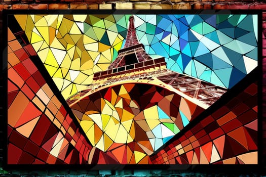 abstract of the beauty Eiffel in Europe. Vintage Style Travel Poster.ai generative.