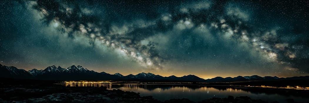 Marvel of a starry night sky in a remote location, with a silhouette of a distant mountain range adding depth to the image