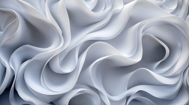 graceful flow and delicate folds of a white flowing shape, presenting a serene and abstract geometry suggestive of softness and elegance