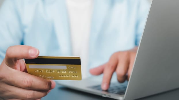 Online payment, Man using computer and credit card for online shopping, Digital online payment concept, Technology online banking applications via internet network, financial transaction.