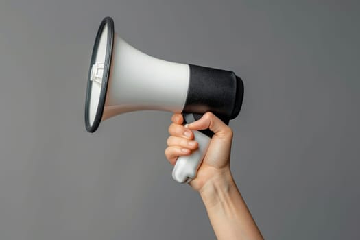 Hand of woman or man holding megaphone. ai generated
