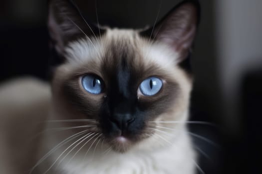 Portrait of a cute cat looking away. Siamese cat breed.