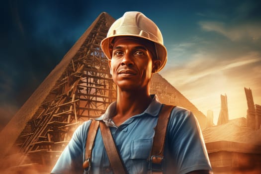 Timeless Ancient egyptian pyramid man. Ancient worker. Generate Ai