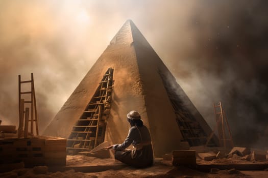 Magnificent Ancient egyptian pyramid woman. Ancient worker. Generate Ai