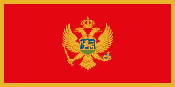 A Montenegro flag background illustration red blue yellow crest