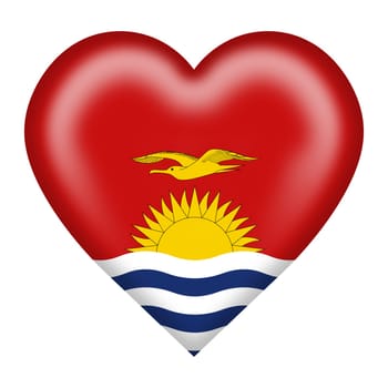 A Kiribati flag heart button isolated on white with clipping path