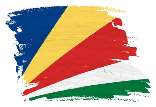 A Seychelles flag background paint splash brushstroke 3d illustration with clipping path blue yellow red white green diagonal