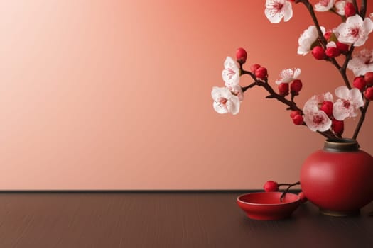 Captivating Chinese new year red background. Decoration culture. Generate Ai