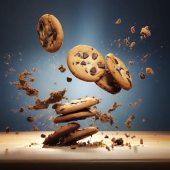 Delicious Chocolate chip cookies. Food sweet. Generate Ai