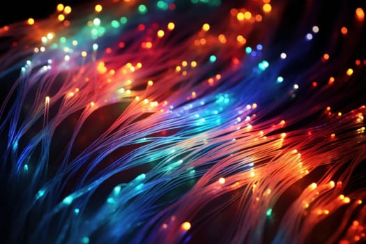 Transparent Connection fiber optic. Space digital speed. Generate Ai