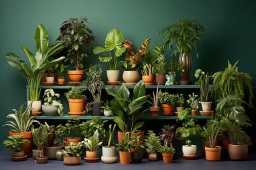 Vibrant Different houseplants. Home cozy design. Generate Ai