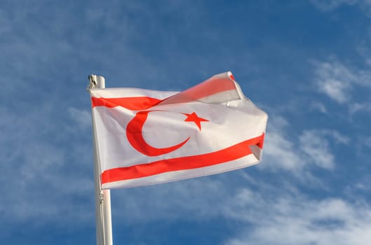 Northern Cyprus flag waving in the wind 8