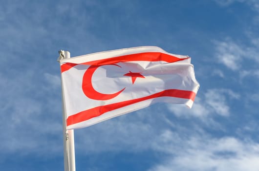 Northern Cyprus flag waving in the wind 7