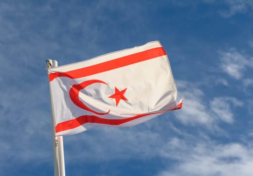 Northern Cyprus flag waving in the wind 3