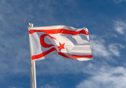 Northern Cyprus flag waving in the wind 6