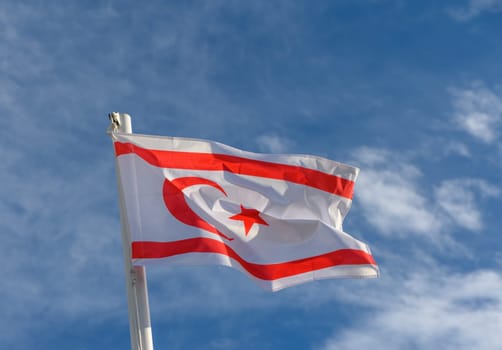 Northern Cyprus flag waving in the wind 2