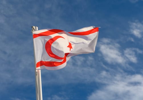 Northern Cyprus flag waving in the wind 4