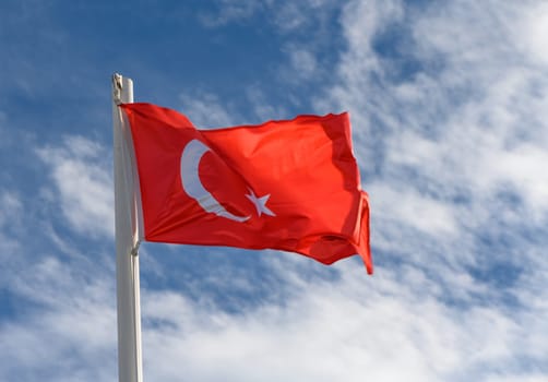 Turkey flag against the spring sky 1