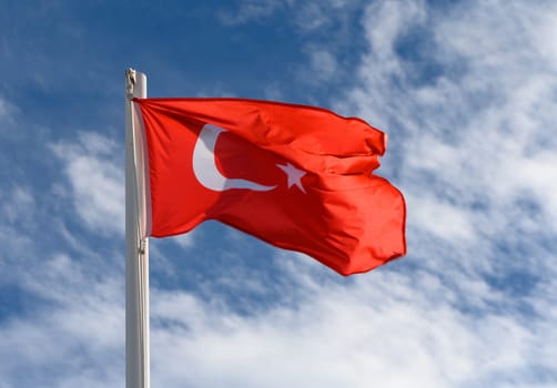 Turkey flag against the spring sky