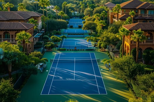 Aerial of tennis courts showing different tennis courts