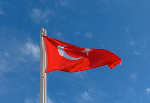 Turkey flag against the spring sky 11