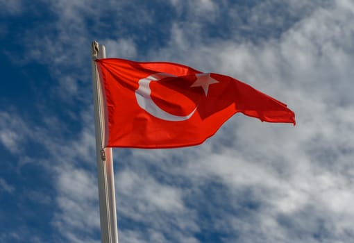 Turkey flag against the spring sky 7