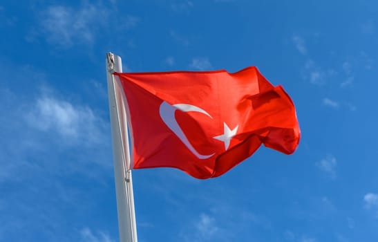 Turkey flag against the spring sky 17