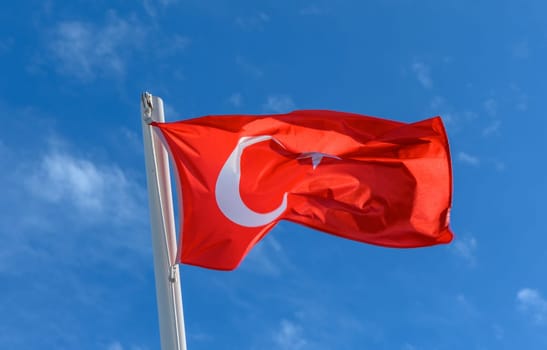 Turkey flag against the spring sky 16