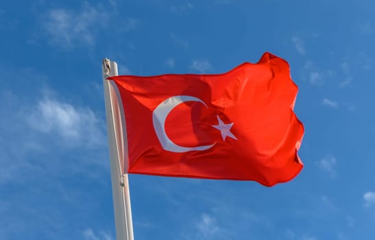 Turkey flag against the spring sky 14