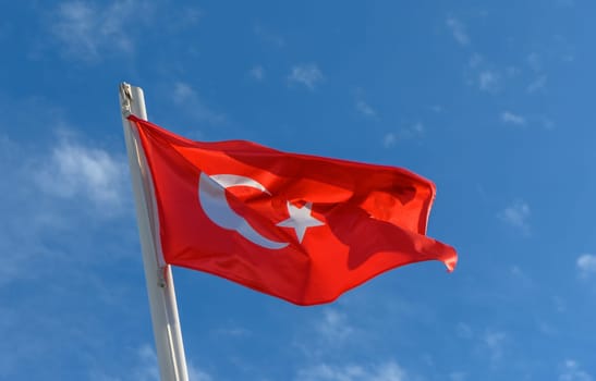 Turkey flag against the spring sky 13