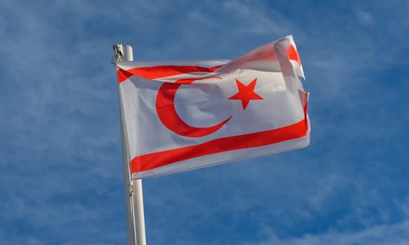 Northern Cyprus flag waving in the wind 12
