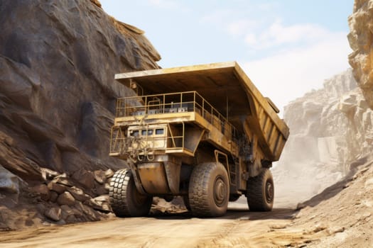 Reliable Dumper truck in career. Big coal. Generate Ai