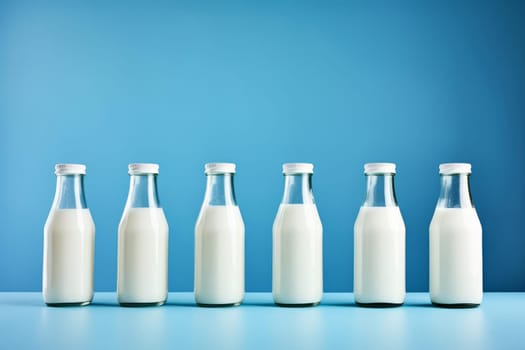 Sealed Glass bottle milk container. Beverage clean lactose. Generate Ai