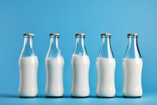 Durable Glass bottle milk container. Beverage clean lactose. Generate Ai