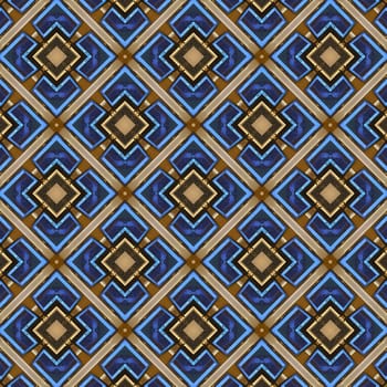 Seamless pattern of decorative ornament. For eg fabric, wallpaper, wall decorations.Kaleidoscopic wallpaper tiles. Seamless texture or background.Seamless texture of abstract geometric shapes.Patchwork texture. Weaving. Tribal motif. Textile rapport.