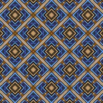 Seamless pattern of decorative ornament. For eg fabric, wallpaper, wall decorations.Kaleidoscopic wallpaper tiles. Seamless texture or background.Seamless texture of abstract geometric shapes.Patchwork texture. Weaving. Tribal motif. Textile rapport.