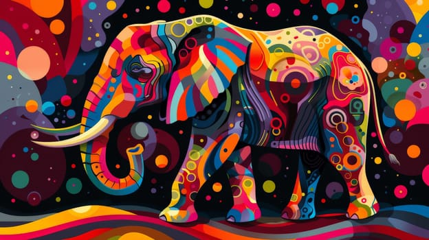 Abstract vibrant colors illustration of Elephant, pop art design background or wallpaper.