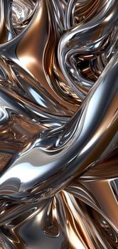 Shiny quicksilver mercury metal waves background and wallpaper. Neural network generated in January 2024. Not based on any actual scene or pattern.