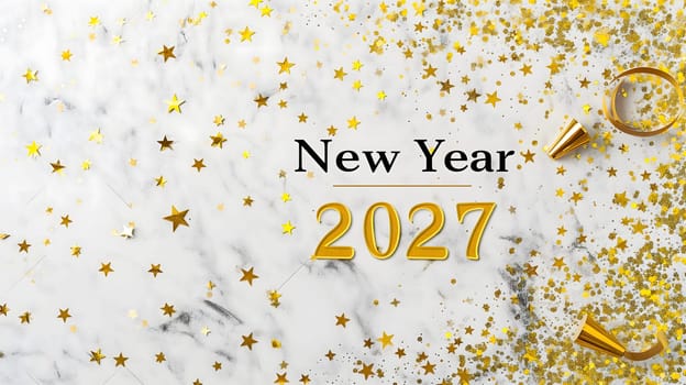 letters New year 2027 laid on flat background with high angle view, celebration concept. Neural network generated image. Not based on any actual scene or pattern.